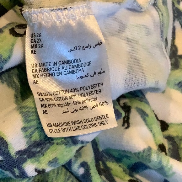 Tropical Parrots Long Sleeved Tee Shirt Plus Size 2X Karen Scott Resale - Picture 9 of 14